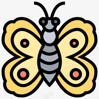 蝴蝶昆虫9线形颜色图标