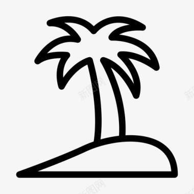 海滩棕榈绿色自然图标
