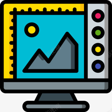 台式电脑用户界面概念4线性颜色图标