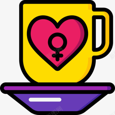 咖啡妇女节56线性颜色图标