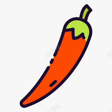 辣椒水果和蔬菜6直系颜色图标
