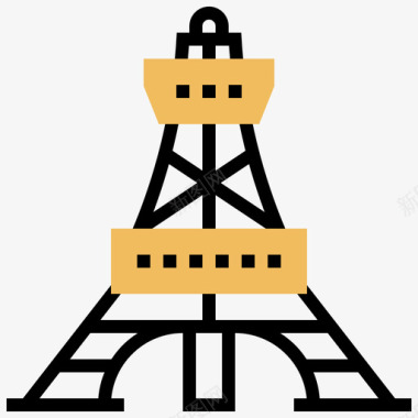 东京塔地标54黄影图标