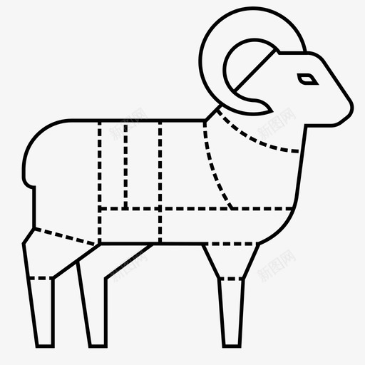公羊肉肉店肉svg_新图网 https://ixintu.com 羊肉 公羊 肉店 切线 图标
