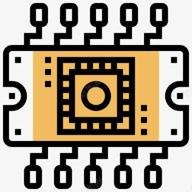 芯片电子元件10黄色阴影图标
