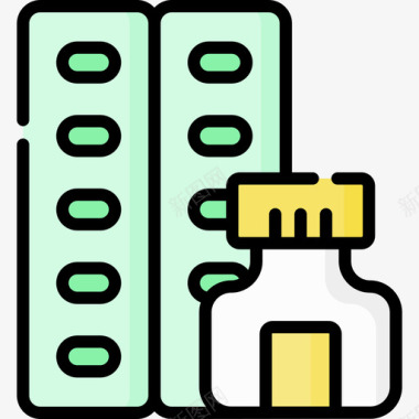 药物药物56线性颜色图标