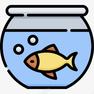 鱼缸家庭生活49线性颜色图标
