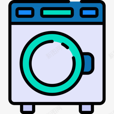 洗衣机225号酒店线性颜色图标
