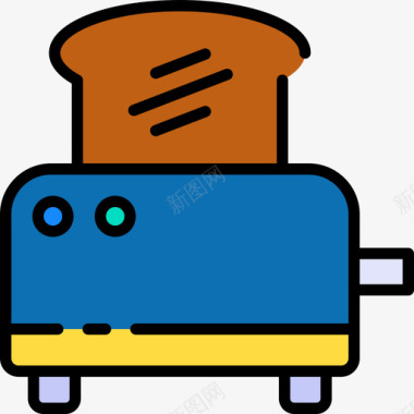 烤面包机225号酒店线性颜色图标