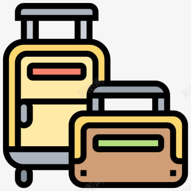 旅行行李53号铁路直系颜色图标