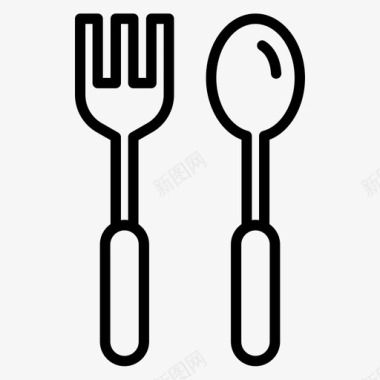 勺子和叉子快餐111直线型图标
