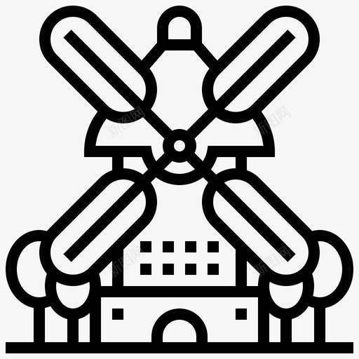 Kinderdijk风车landmark46直线型svg_新图网 https://ixintu.com Kinderdijk 风车 landmark 直线 线型