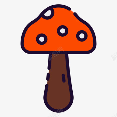 蘑菇水果和蔬菜6线形颜色图标