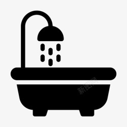 淋浴符号浴缸淋浴水酒店酒店和旅游线路符号高清图片