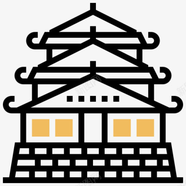 大阪城堡地标54黄影图标