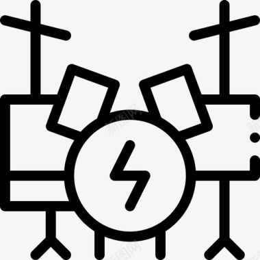 鼓组摇滚乐3线性图标