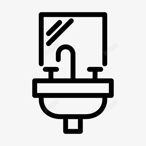 水槽镜浴室水龙头svg_新图网 https://ixintu.com 水槽 水龙头 浴室 清洁 符号