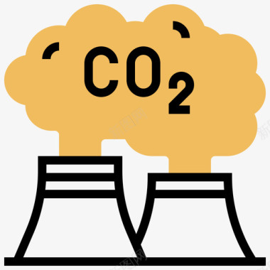 二氧化碳气候变化58黄色阴影图标