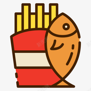 炸鱼薯条快餐112原色图标