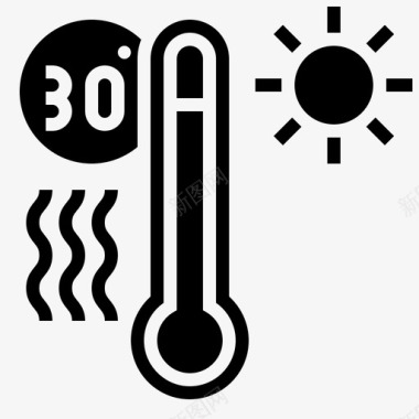 高温气候变化56字形图标