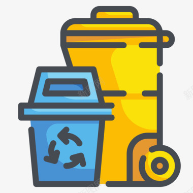 垃圾桶清洁147线性颜色图标