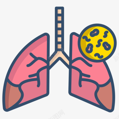 感染肺159病毒线状颜色图标