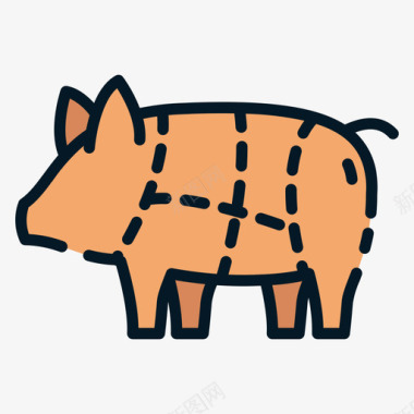猪屠夫44线性颜色图标