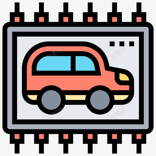 芯片自动驾驶汽车1线性颜色svg_新图网 https://ixintu.com 芯片 自动 驾驶 汽车 线性 颜色