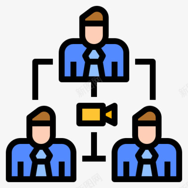 视频会议在家工作13线性颜色图标