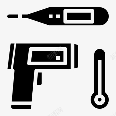 医疗保健用温度计31固体图标