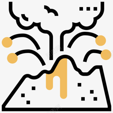 火山气候变化58黄色阴影图标