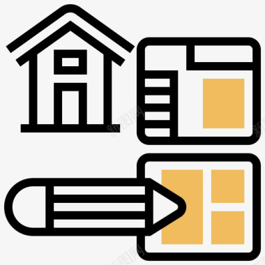 蓝图建筑104黄影图标