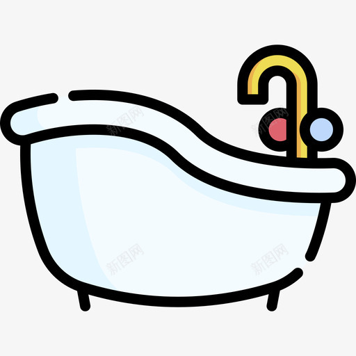浴缸家居用品44直系颜色svg_新图网 https://ixintu.com 浴缸 家居用品 直系 颜色