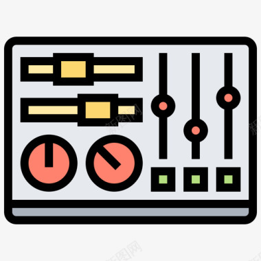 均衡器多媒体通信3线性彩色图标