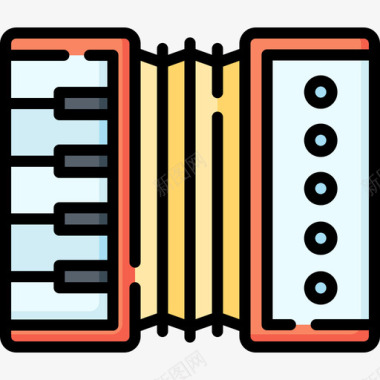 手风琴俄罗斯35线性颜色图标