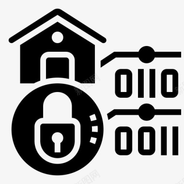 数据加密家庭安全7字形图标