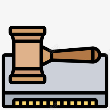 木槌法律与正义57线性颜色图标