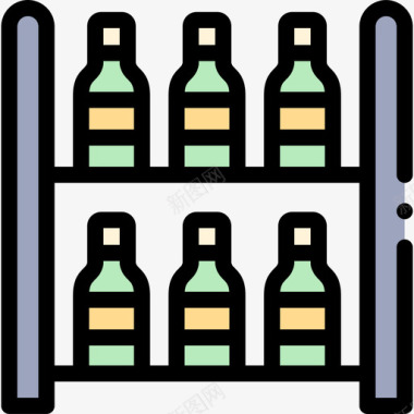 瓶架啤酒66线性颜色图标