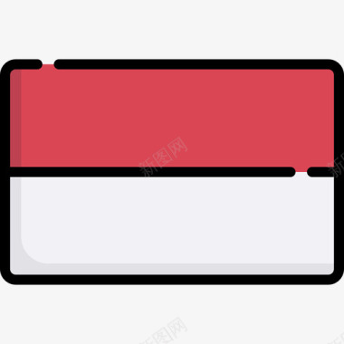 印度尼西亚国旗18线颜色图标
