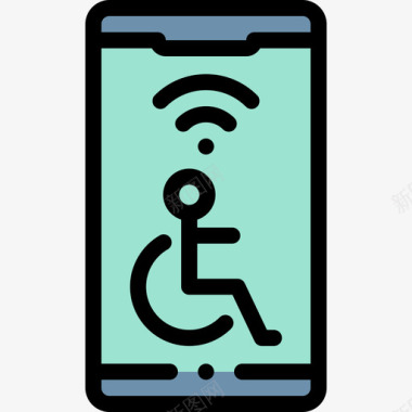 智能手机残疾人援助24线性颜色图标