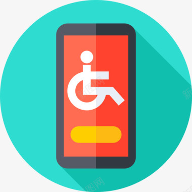 智能手机残疾人援助16扁平图标