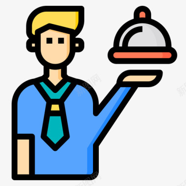 餐饮服务商务在线2线性颜色图标
