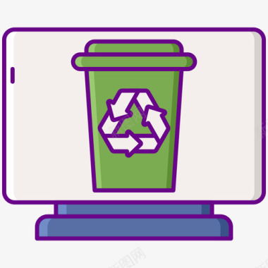 垃圾桶回收中心2线性颜色图标
