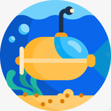 潜艇海洋生物61扁平图标