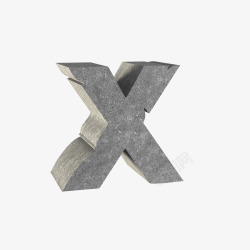 3D灰色石头英文字母X素材