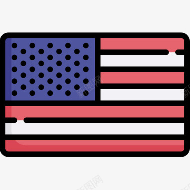 美国国旗18线颜色图标