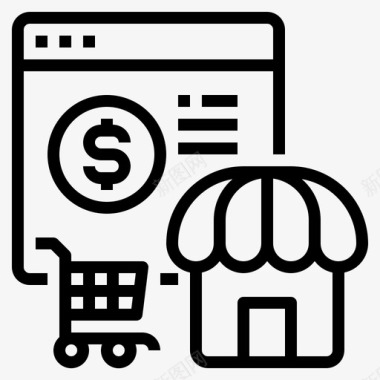 在线购物购物和电子商务21线性图标