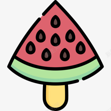 西瓜甜点糖果17线形颜色图标