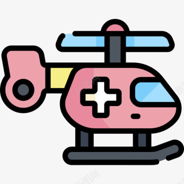 直升机医疗服务18线性颜色图标
