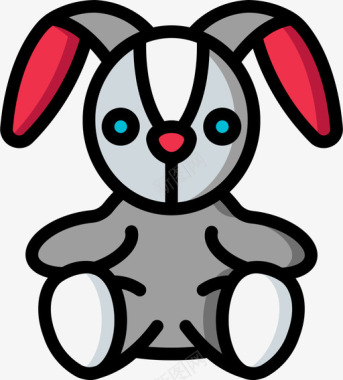 兔子软玩具4线性颜色图标