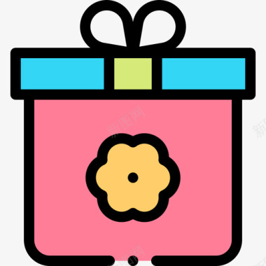 礼品盒6月20日线性颜色图标